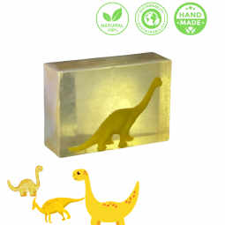 Surprise Zeep met Dinosaurus yellow– Handgemaakt, Natuurlijk & Speels 