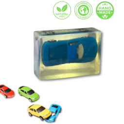 Surprise Zeepauto Blauw – Handgemaakt, Natuurlijk & Speels Cadeau