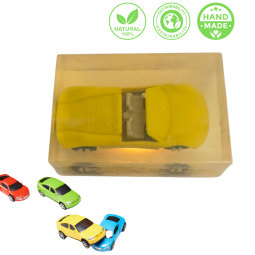 Surprise Zeepauto Geel – Handgemaakt, Natuurlijk & Speels Cadeau