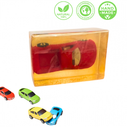 Surprise Zeepauto Rood – Handgemaakt, Natuurlijk & Speels Cadeau