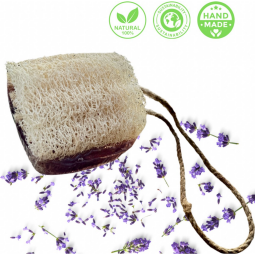 Lavender Soap with Loofah & Cord – Handmade & Natural